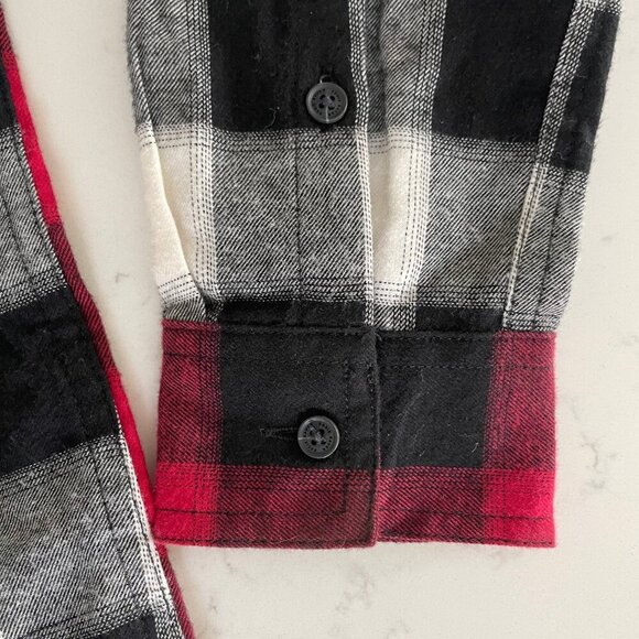 Eddie Bauer WR Stine's Mixed BF Flannel LS Button Down Shirt Blk Wht Red XS NWT - Picture 5 of 14